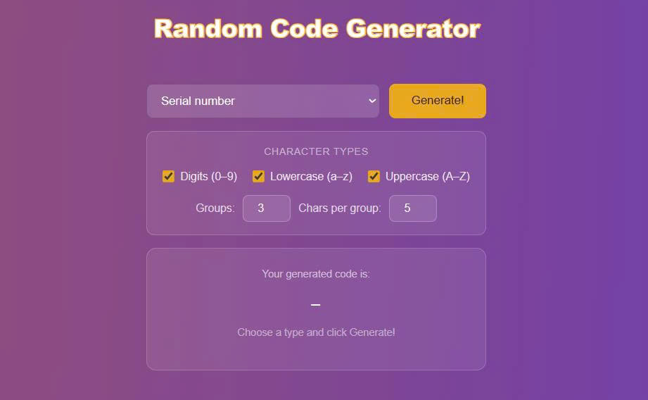 Random code generator